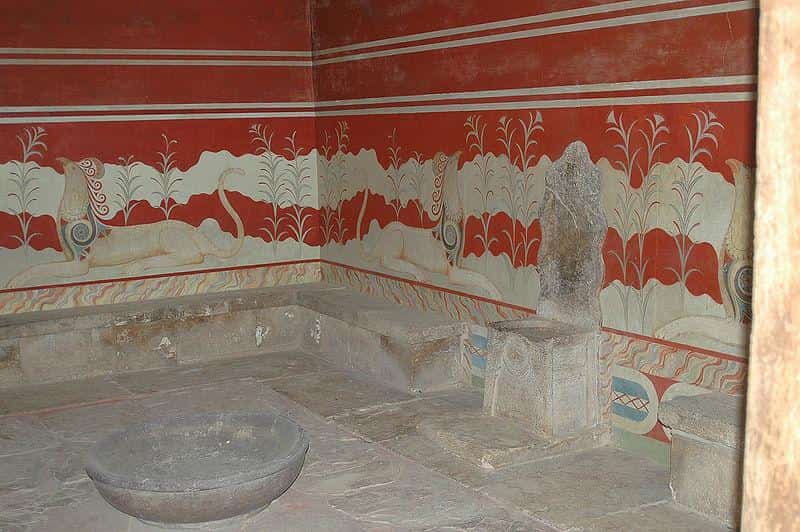 The Throne Room with a Griffin Fresco from the palace at Knossos, via Made in Crete