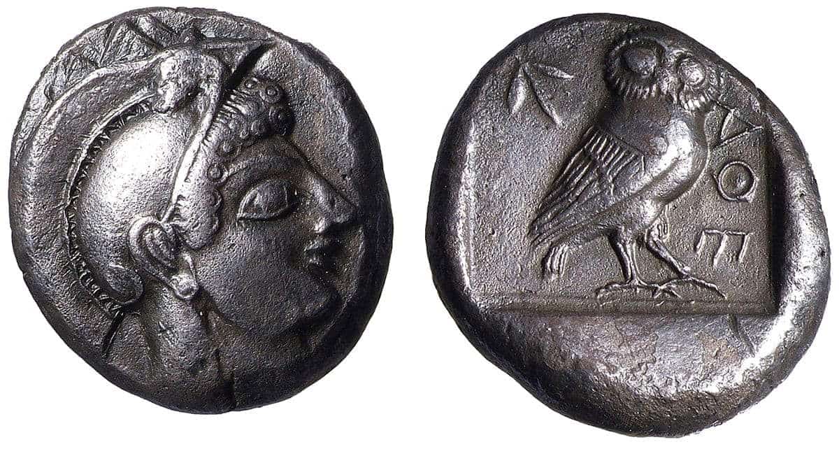 silver coins athens athena owl