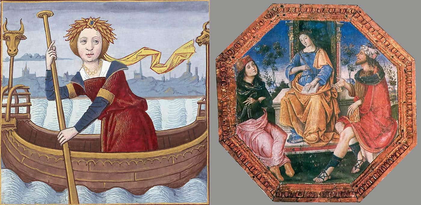 Renaissance Isis, by Pinturicchio, and illustration of Boccaccio.