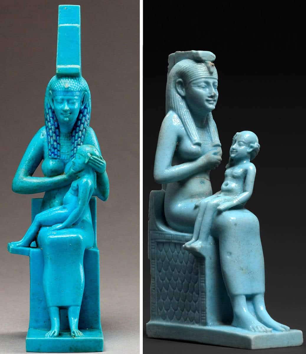 Isis suckling her son Horus figurines.