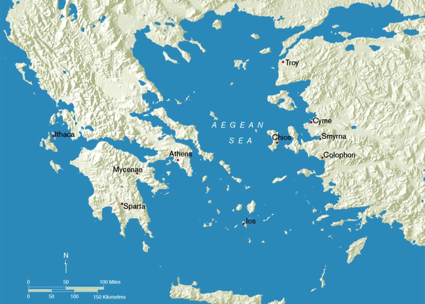 aegean map greece trojan war