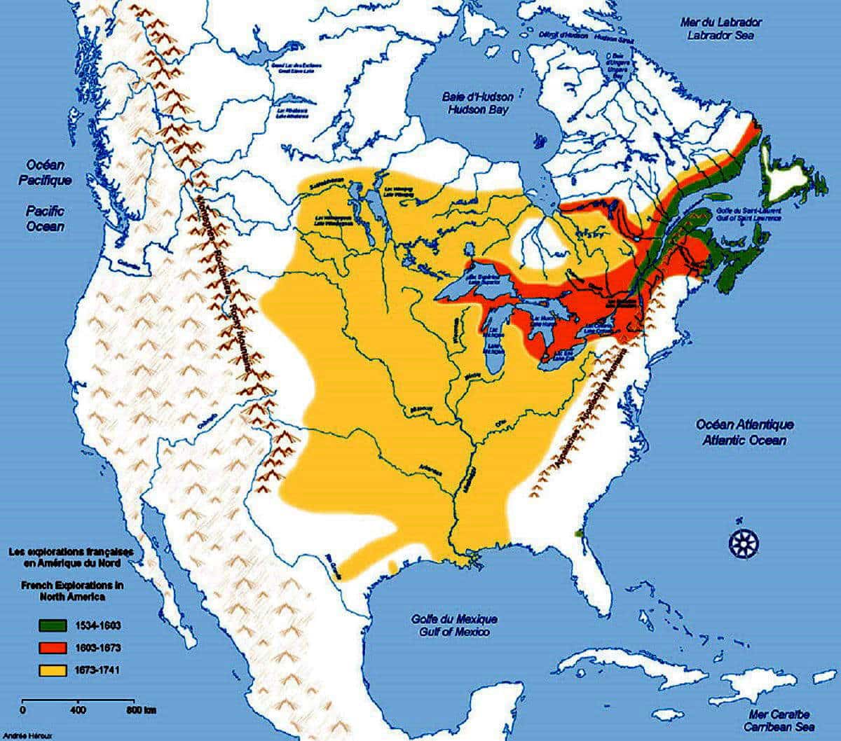 map french explorations north america