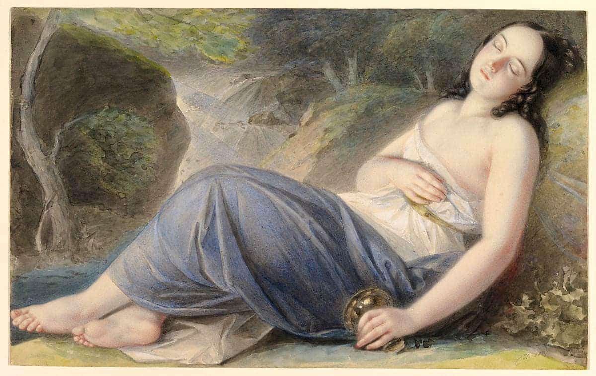 karl joseph aloys psyche asleep painting