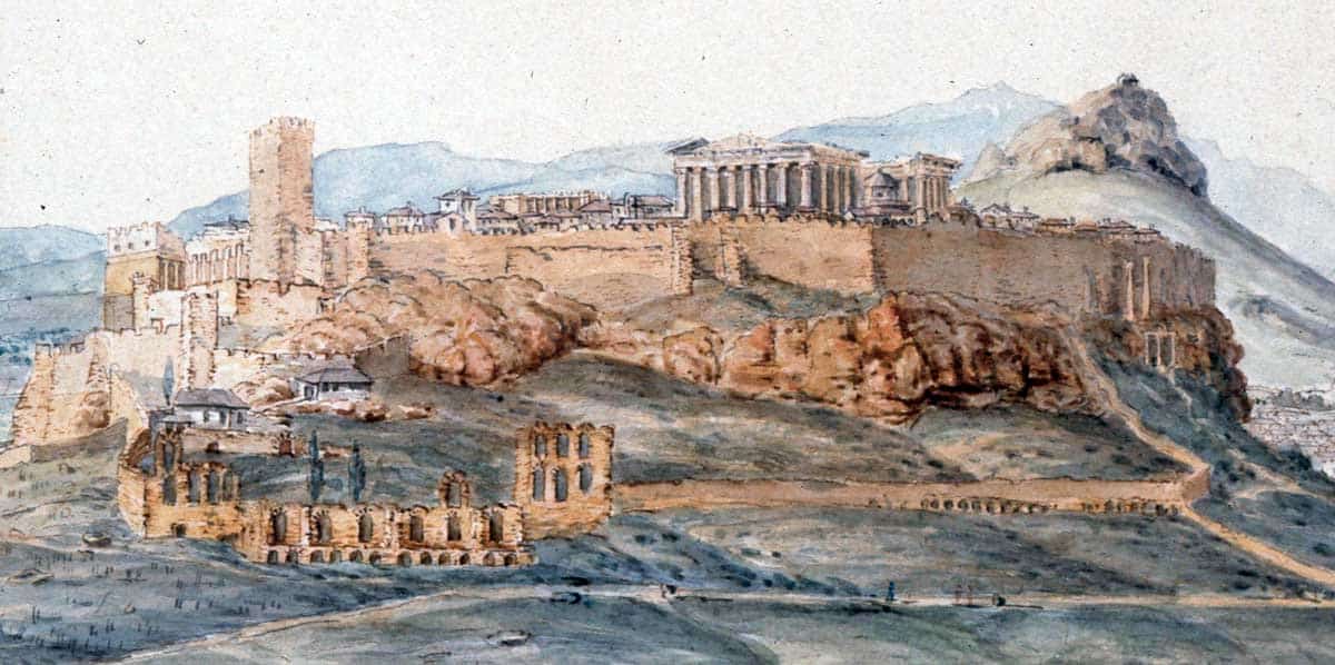 athens from pnyx old drawing