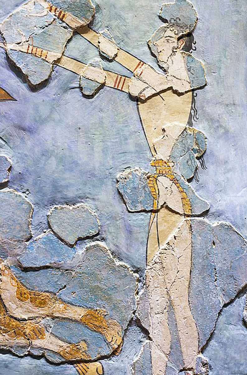 bull leaping fresco detail