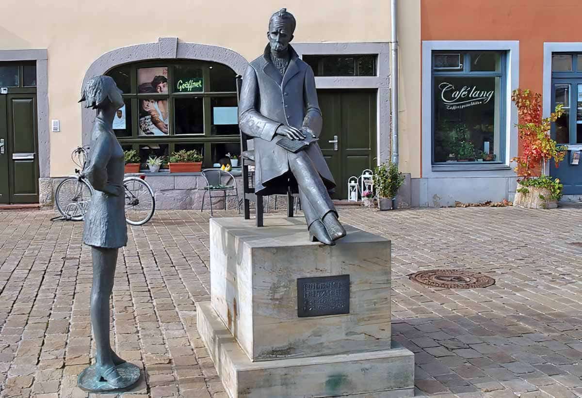 Statue of Friedrich Nietzsche in Saale, via Travelwriticus