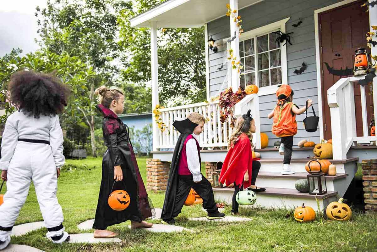 Trick-or-treaters dressed up for Halloween. Source: Martha Stewart.