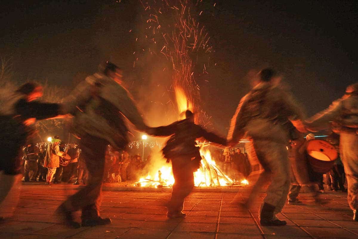 Modern day Pagans re-enacting the festival of Samhain, which revolved around fire