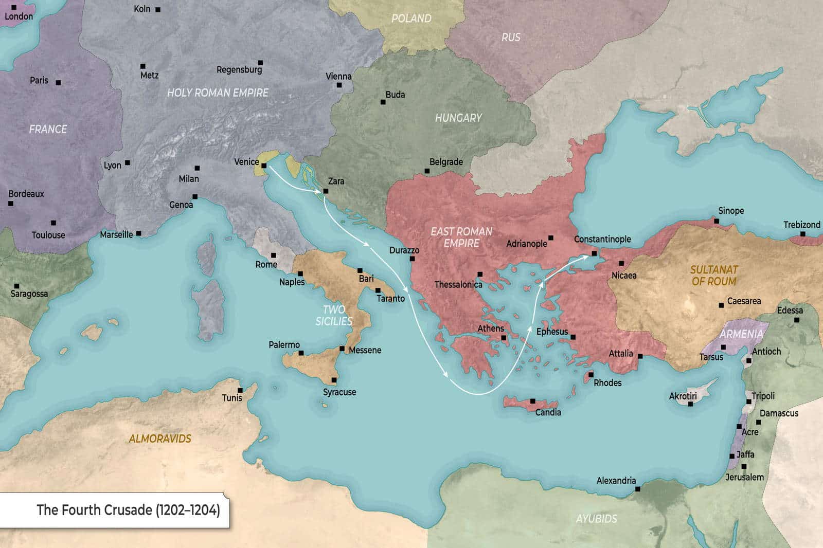 Map: Fourth Crusade (1202-1204)