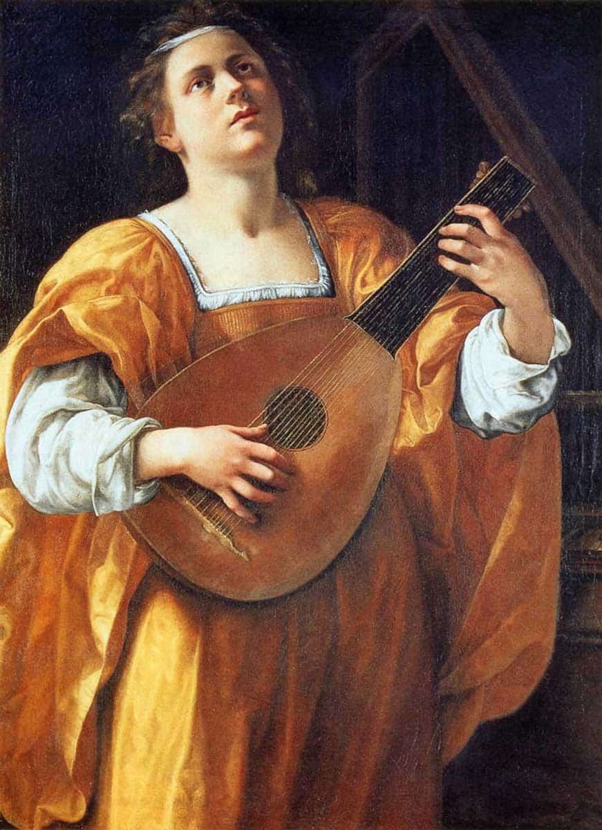 st cecilia playing a lute