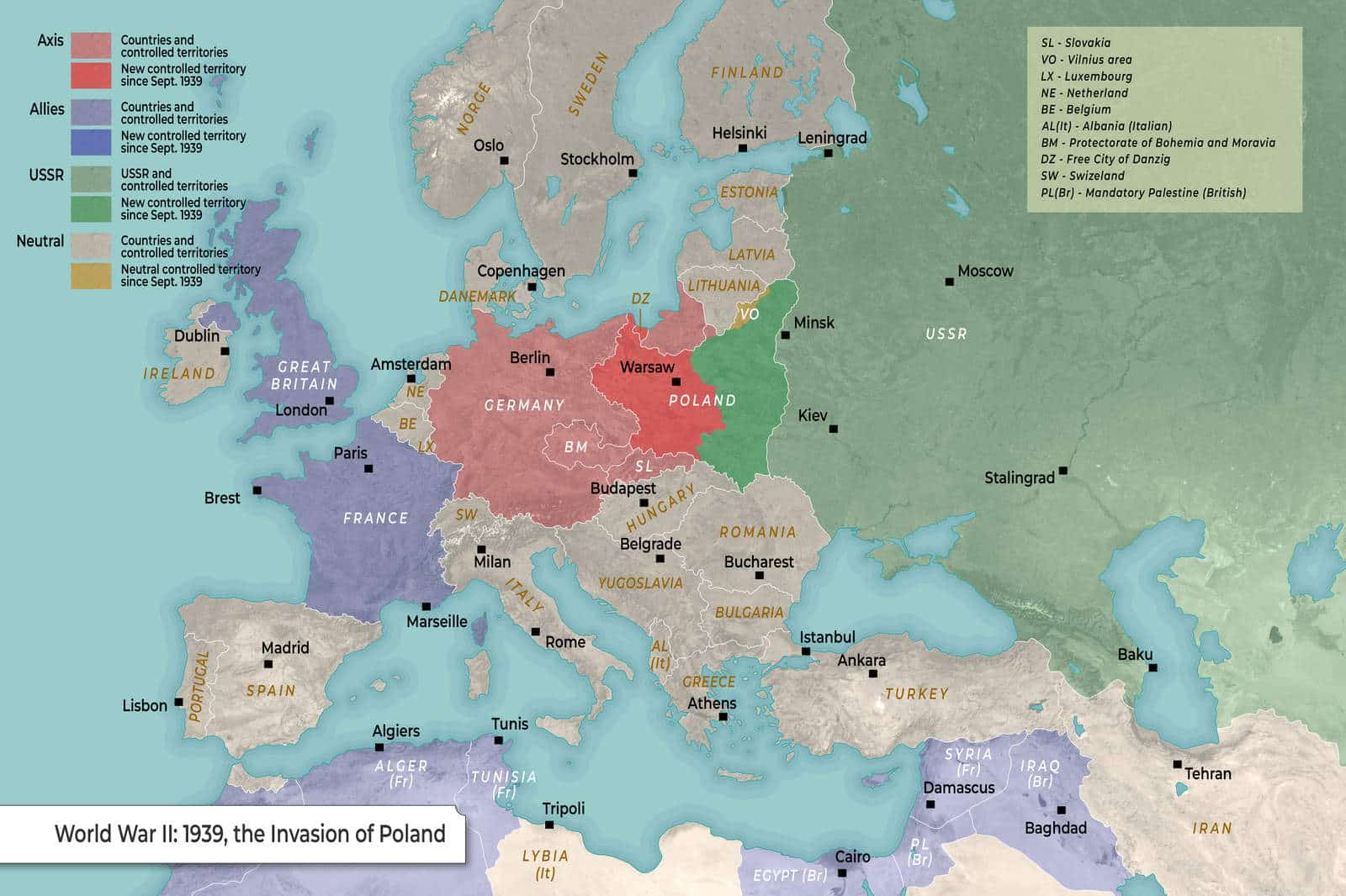 Map: World War II (1939, the Invasion of Poland)