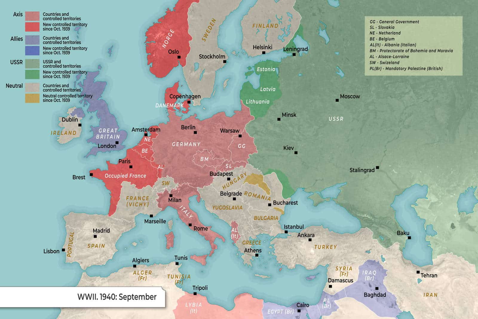 Map: World War II (September 1940)