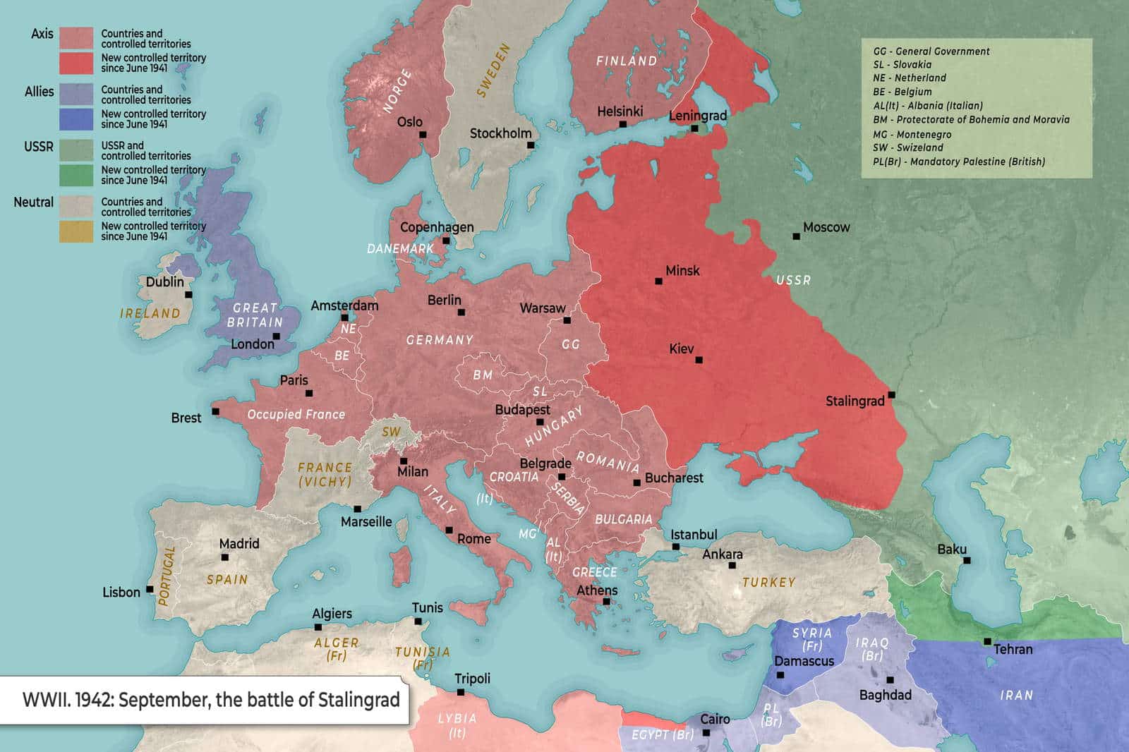 Map: World War II (September 1942)