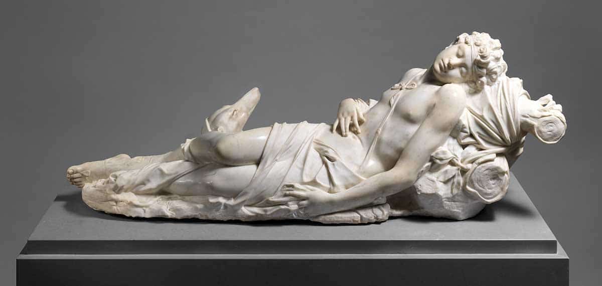 adonis dead marble sculpture