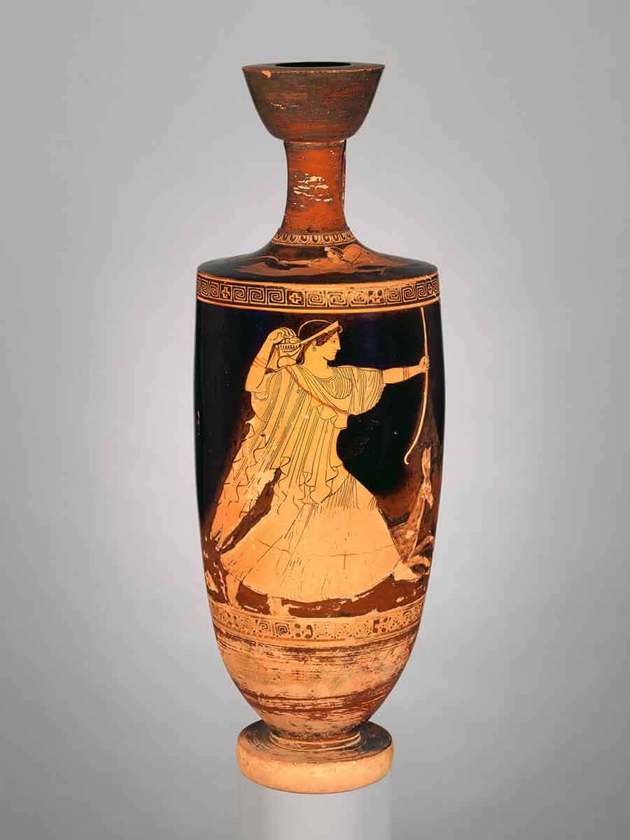 artemis terracotta lekythos hunting