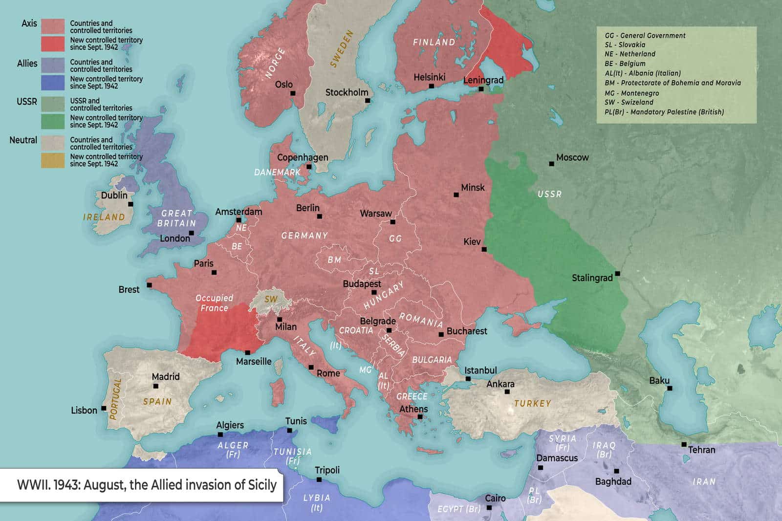 Map: World War II (August 1943)