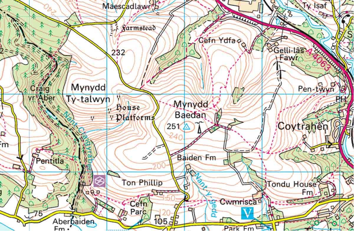 map mynydd baedan bridgend wales