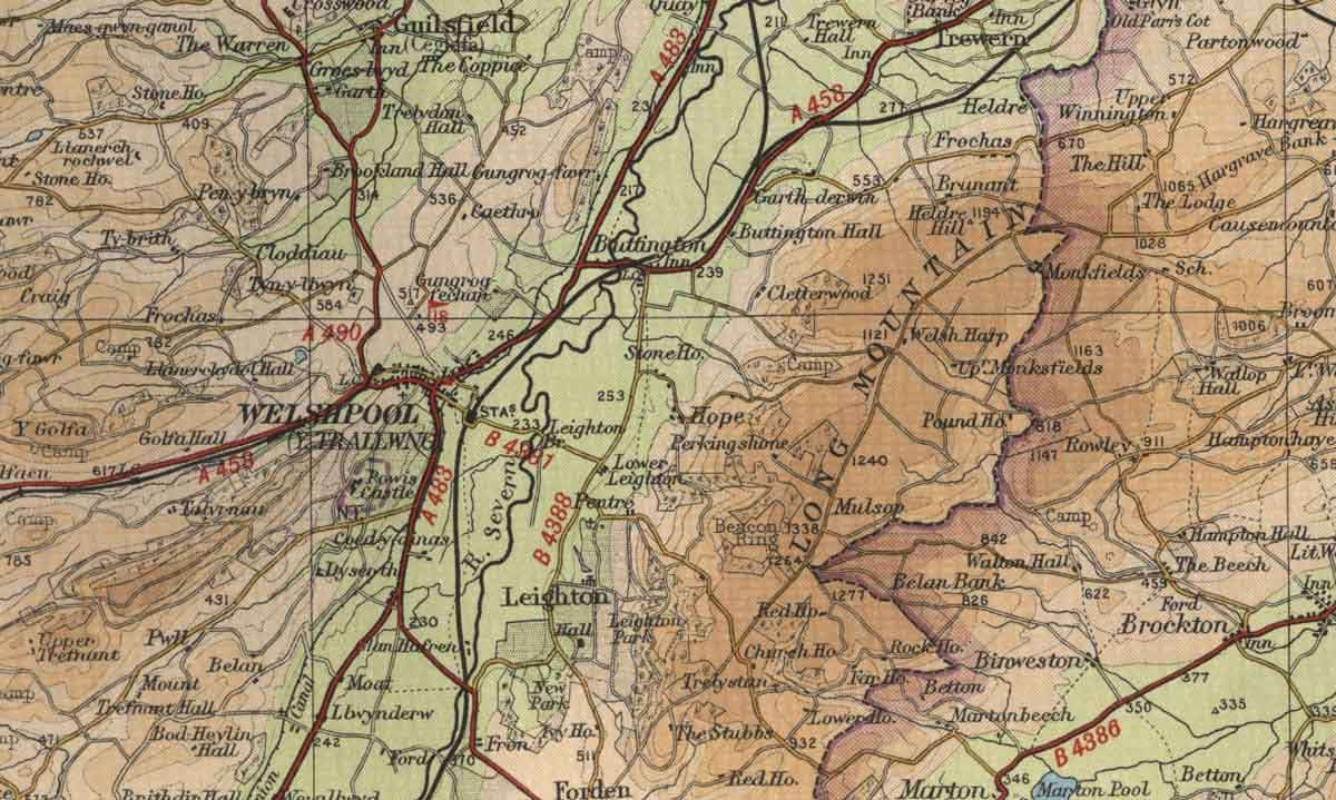 map welshpool long mountain